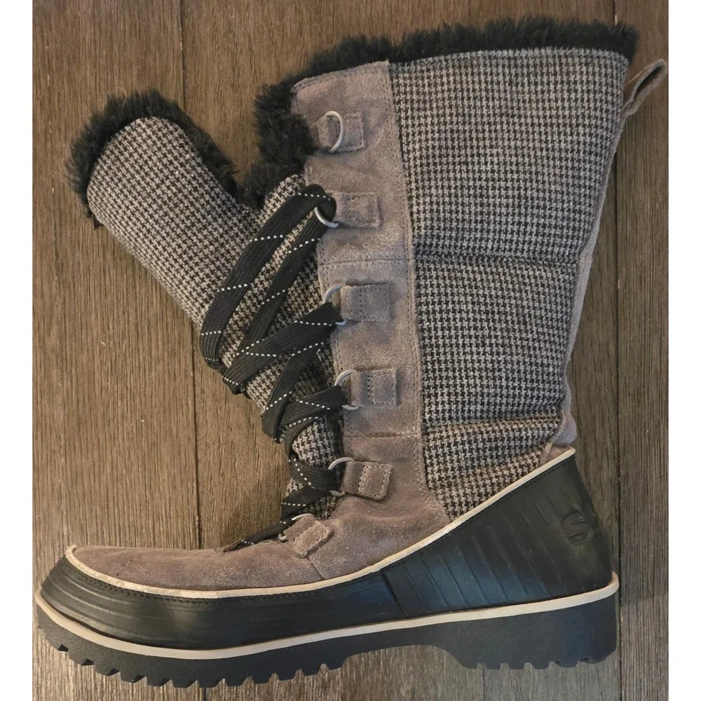 Sorel Tivoli High II Snow Boots Womens Winter Boots Suede Faux Fur SZ 12